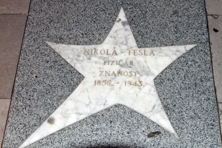 nikola tesla star in the walkway in the city of apatija, croatia