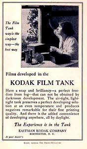 advertisement for kodak film developing tank 1918