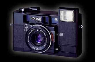 konica c35-affirstcompact point-and-shoot 35 mm autofocus camera 1977